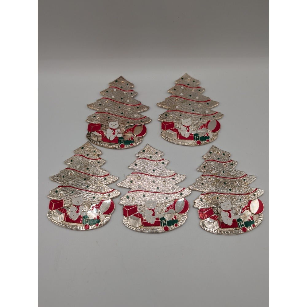 Lot 5 Wm. A. Rogers LTD Japan Christmas Tree Trivets Silver Plated Bear Train